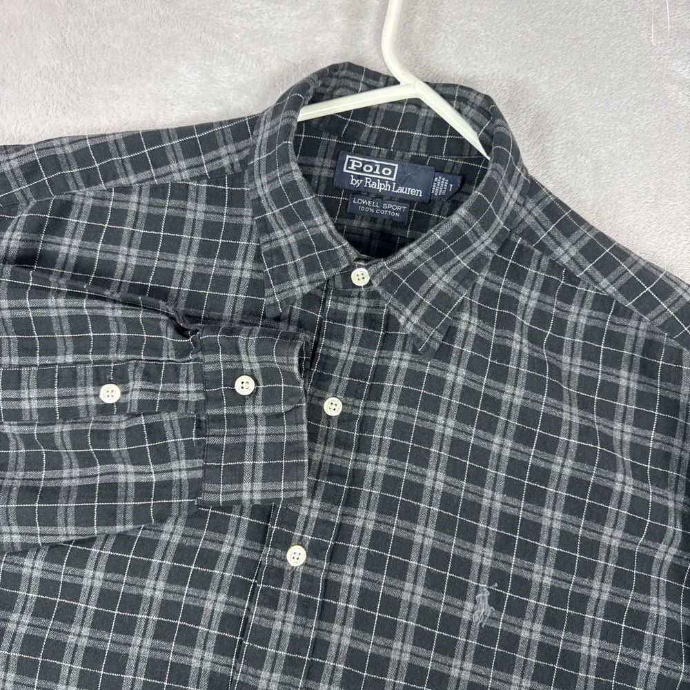 Vintage Polo Ralph Lauren Mens Large Button Down Shirt Check Long Sleeve Flannel